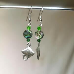 Stingray abalone earrings